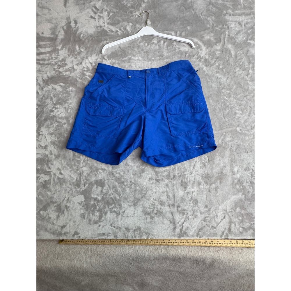 Columbia Omni-Shade Cargo Shorts Mens 38 Blue Nylon Hiking Fishing 6in Inseam